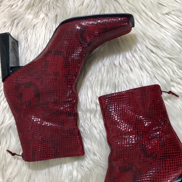 Stuart Weitzman Shoes - Stuart Weitzman Red Snakeskin Print Booties Size 6